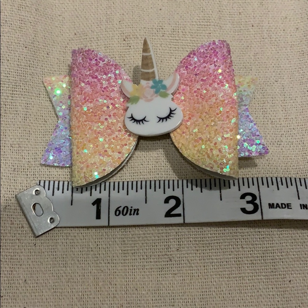 Rainbow Unicorn Hair Bow - Picture 3 of 4